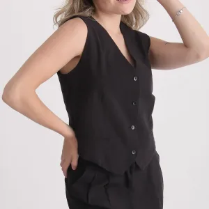 Chaleco Dama Lino Calliope Negro