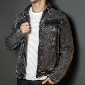 Campera caballero cazadora denim negra nevada