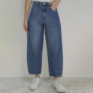 Jeans Dama Barrel Angeles Oscuro